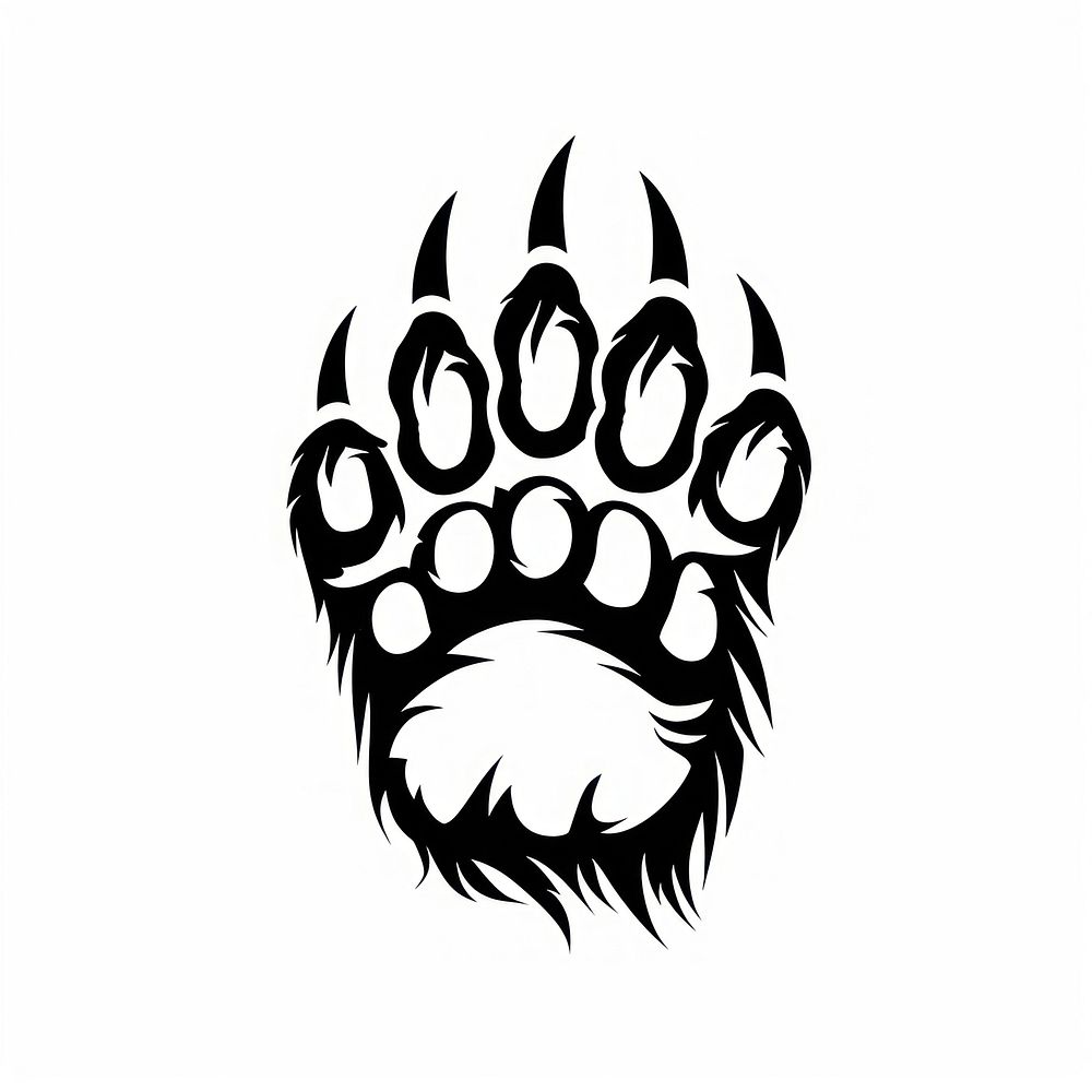 Grizzly bear paw tattoo flat illustration electronics hardware stencil.