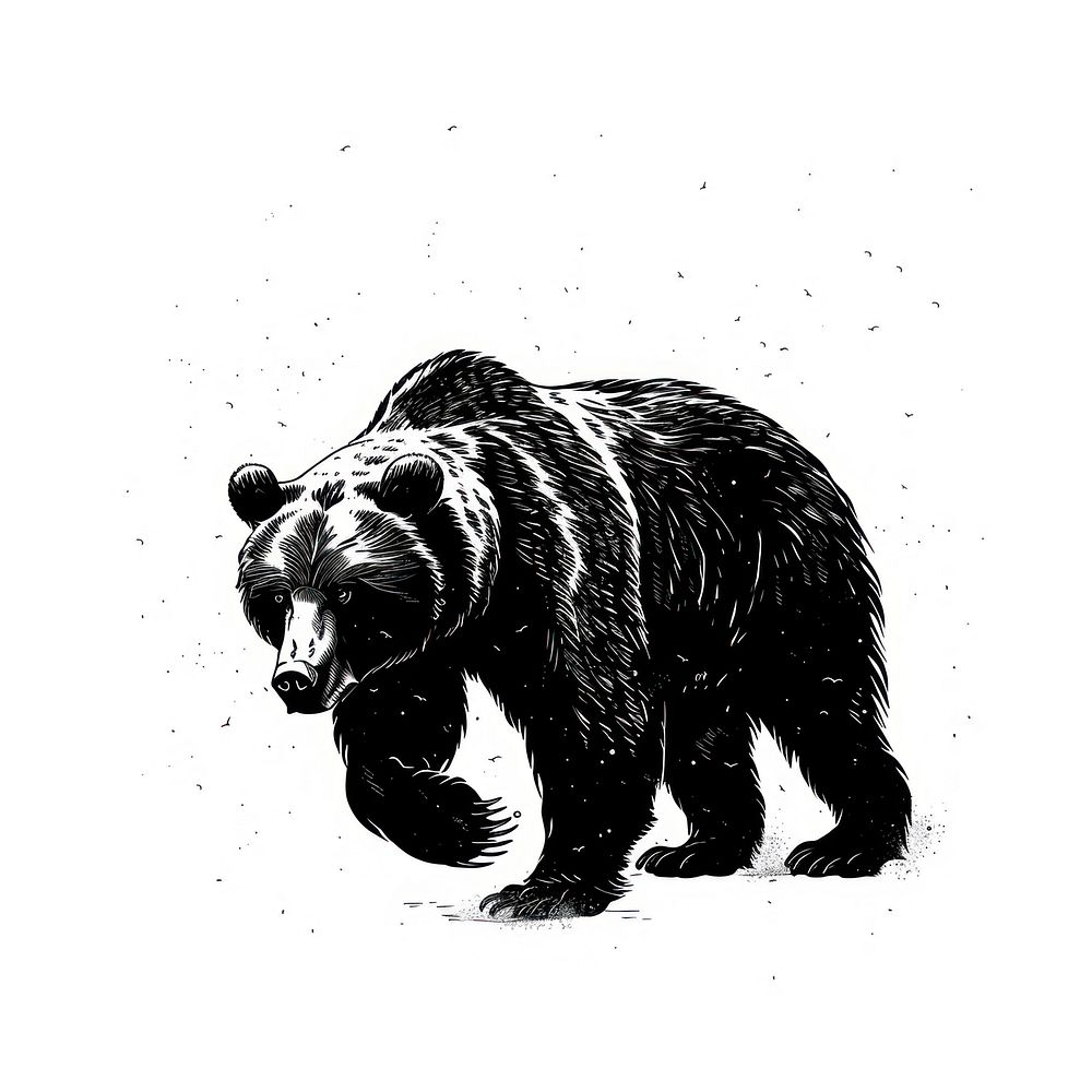 Grizzly bear tattoo flat illustration wildlife animal mammal.