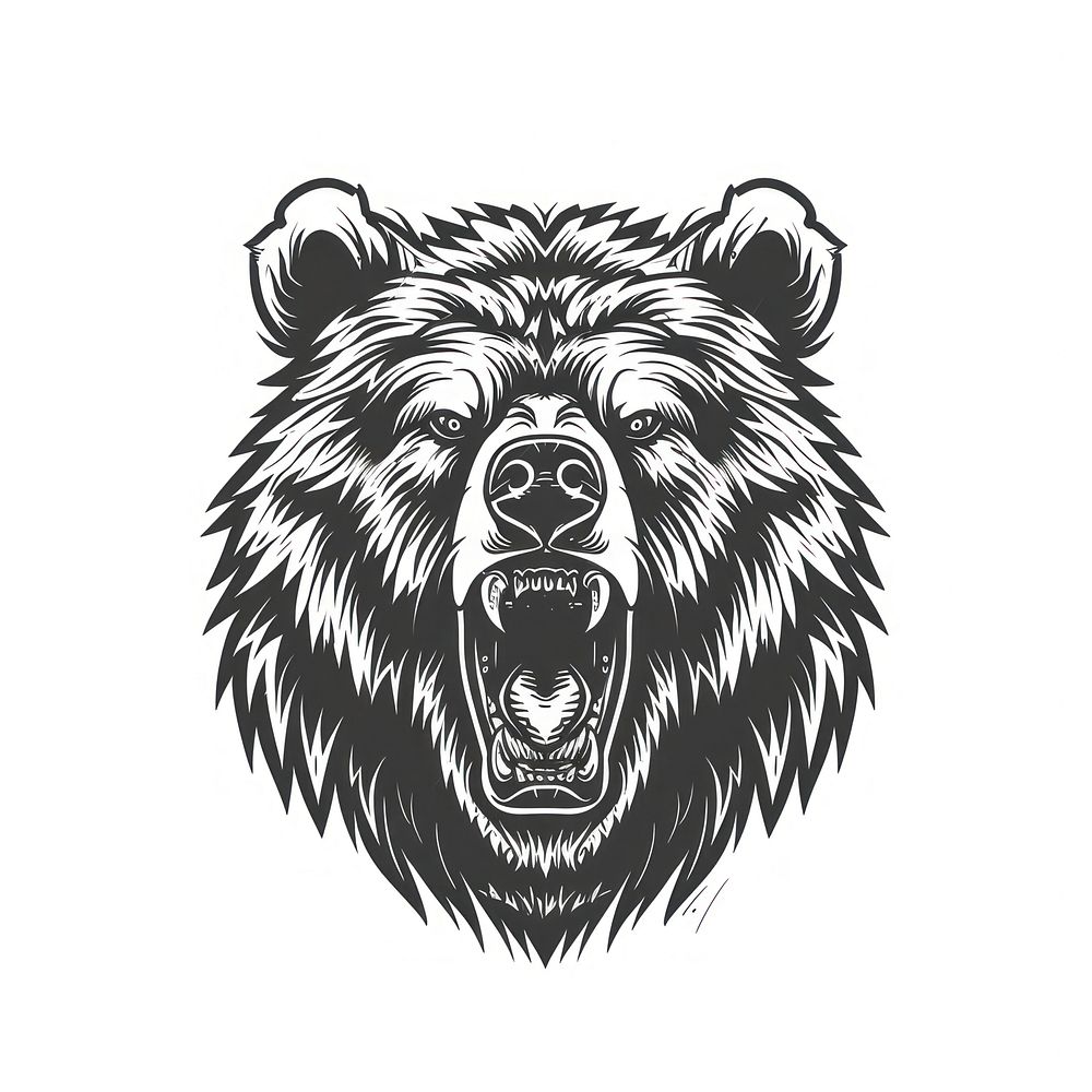 Grizzly bear tattoo flat illustration illustrated wildlife drawing.