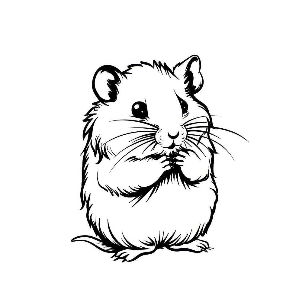 Hamster tattoo flat illustration illustrated drawing sketch.