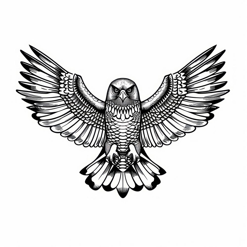 Hawk tattoo flat illustration illustrated drawing animal.