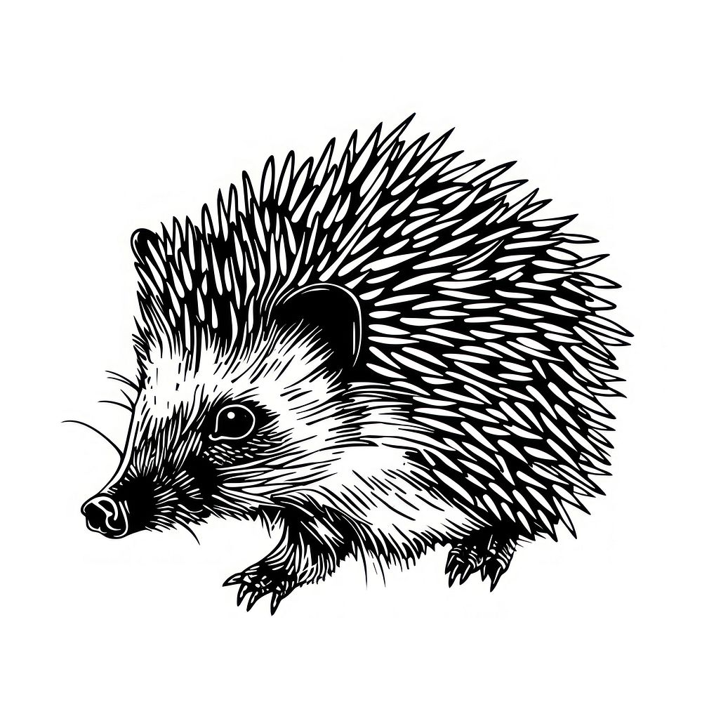 Hedgehog tattoo flat illustration porcupine animal mammal.