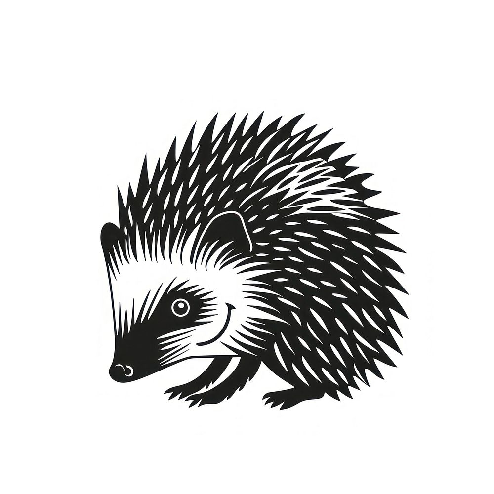 Hedgehog tattoo flat illustration porcupine animal mammal.