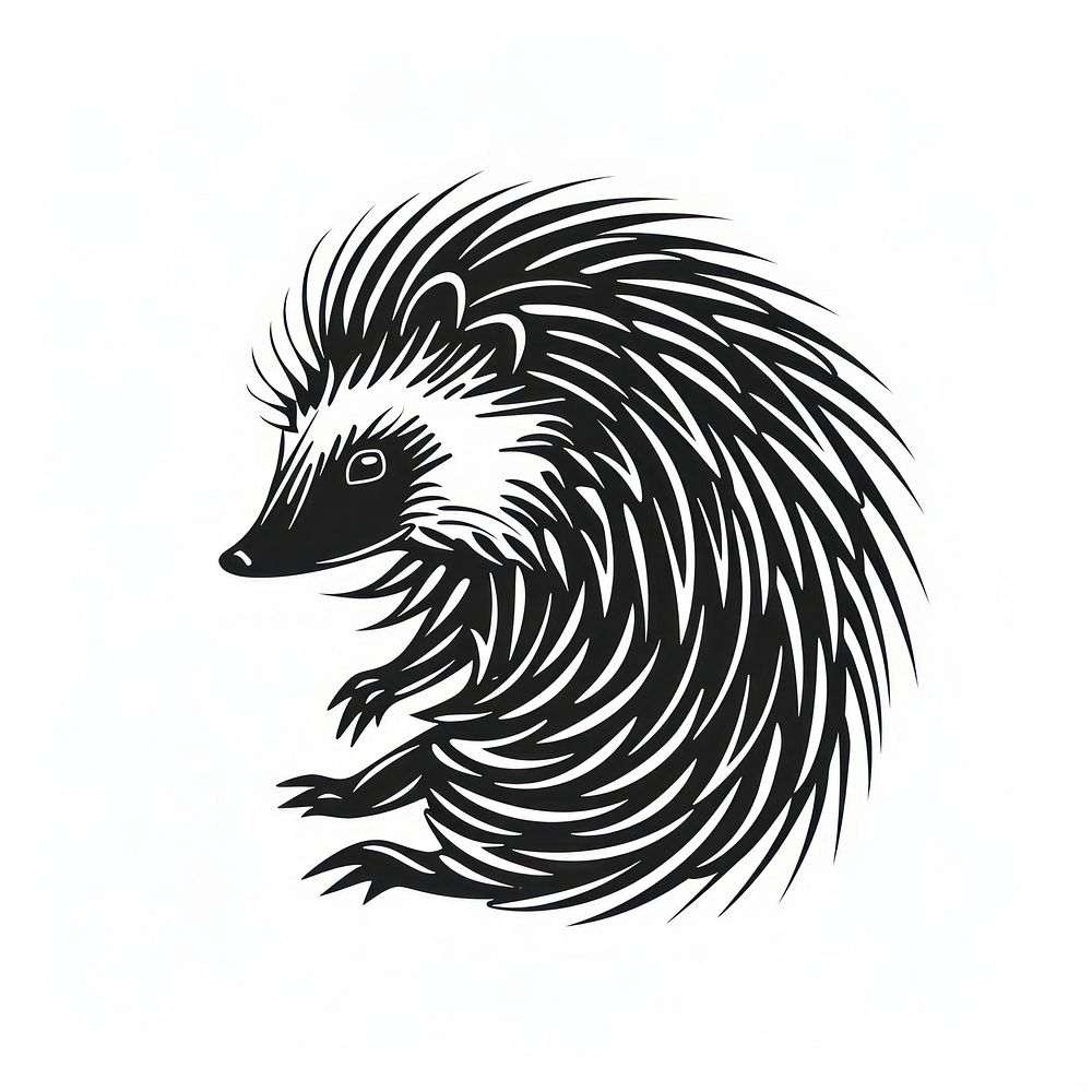 Hedgehog tattoo flat illustration animal mammal bird.