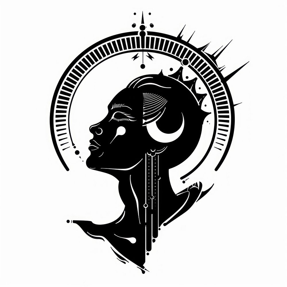 Mercury tattoo flat illustration logo silhouette stencil.