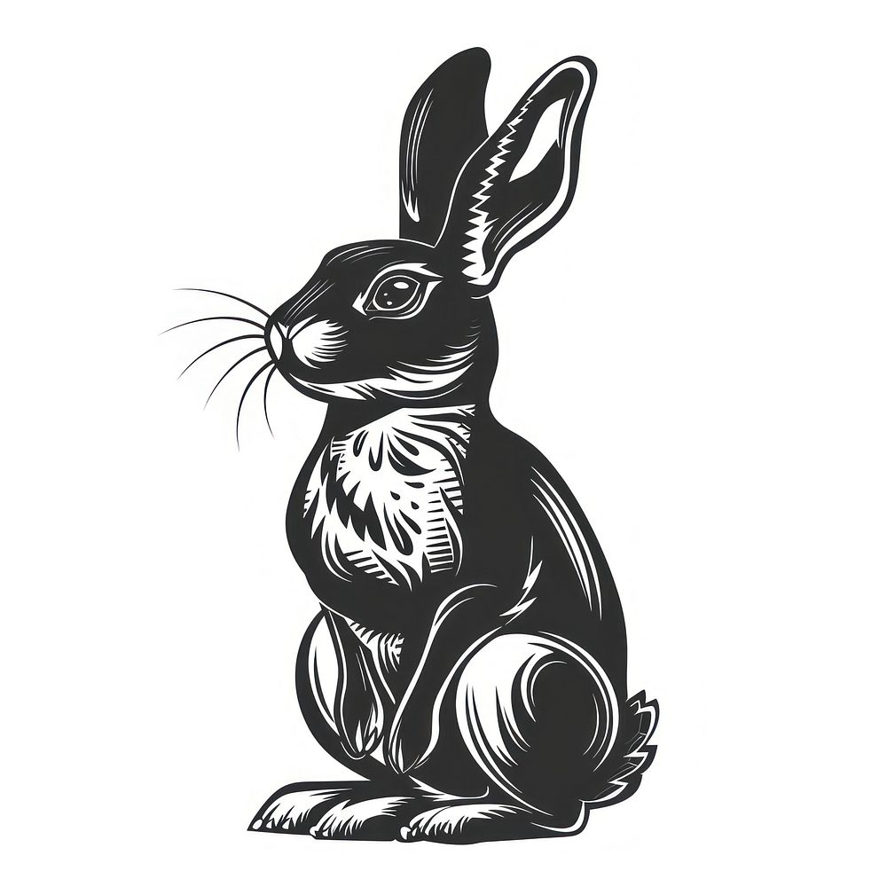 Rabbit tattoo flat illustration animal mammal rodent.