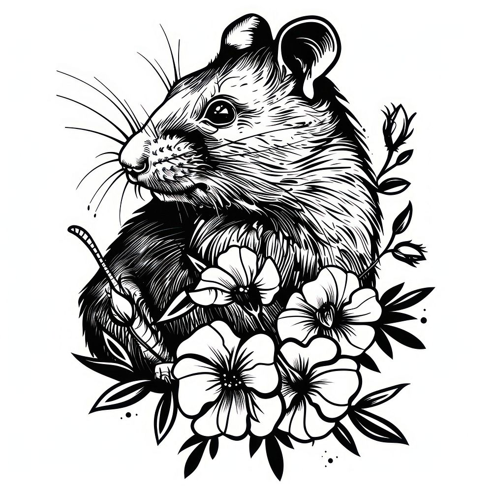 Rat tattoo flat illustration illustrated drawing sketch.