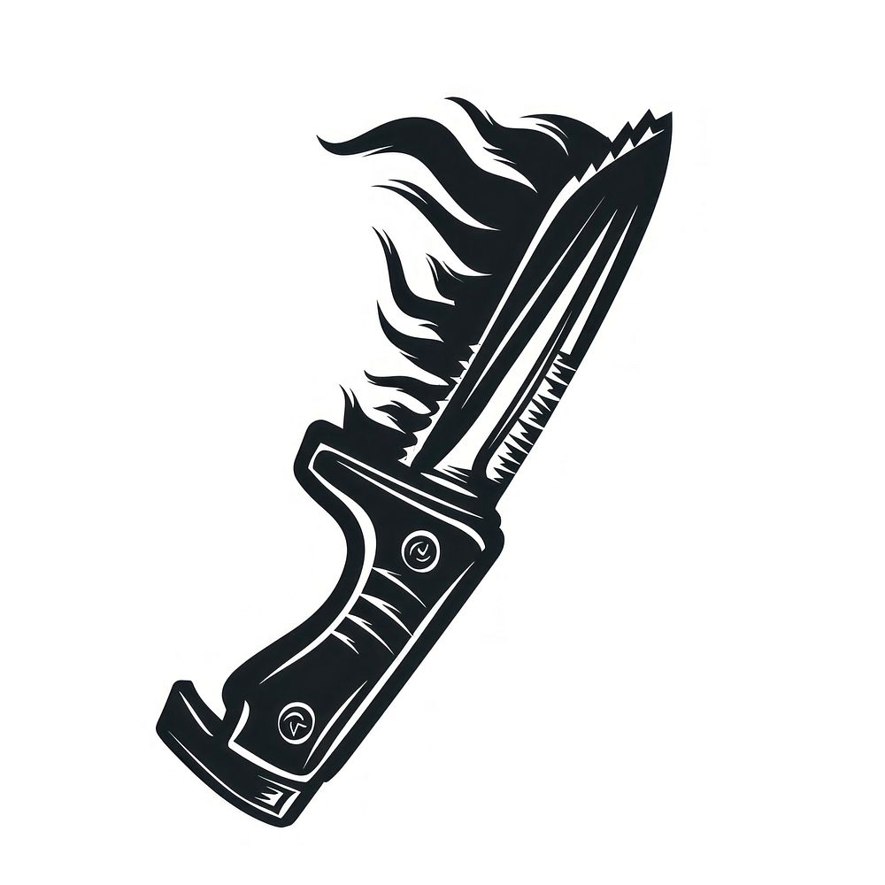Razor blade tattoo flat illustration weaponry dagger knife.