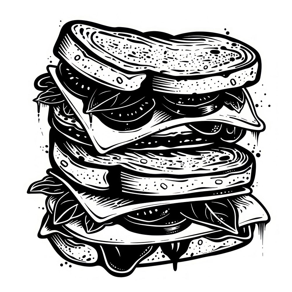 Sandwich tattoo flat illustration illustrated drawing doodle.
