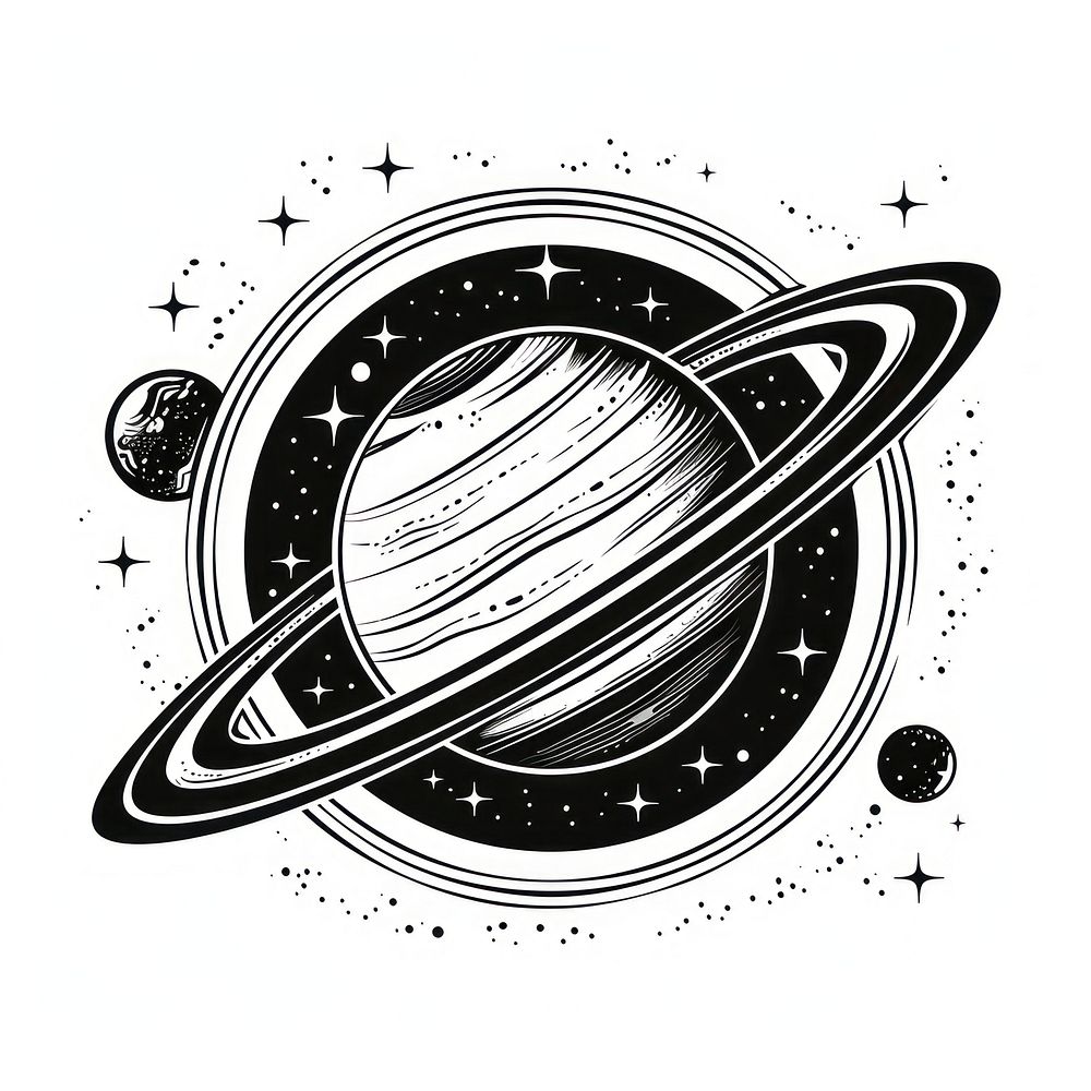 Saturn tattoo flat illustration astronomy universe weaponry.