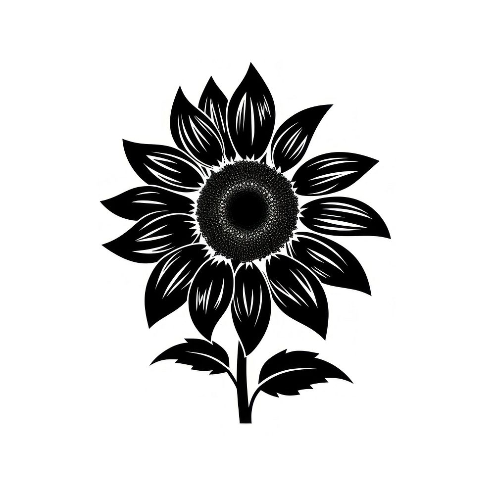 Sunflower silhouette art blossom stencil.