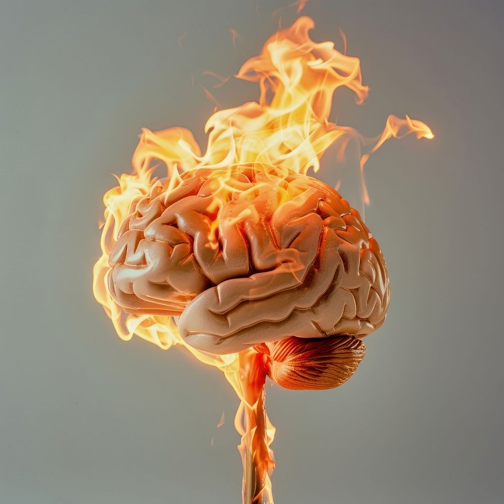 Photography of a Burning brain flame bonfire light.