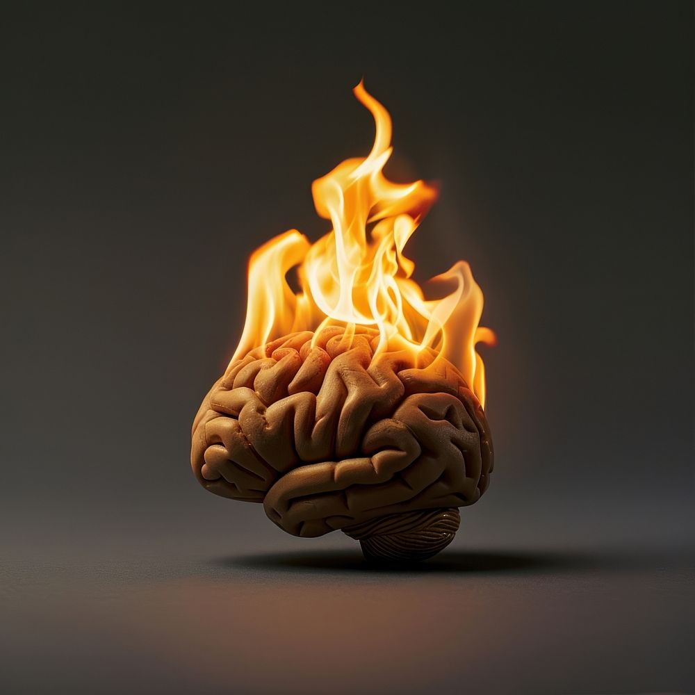 Photography of a Burning brain flame bonfire.