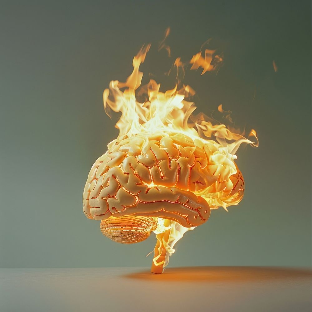 Photography of a Burning brain flame chandelier lamp.