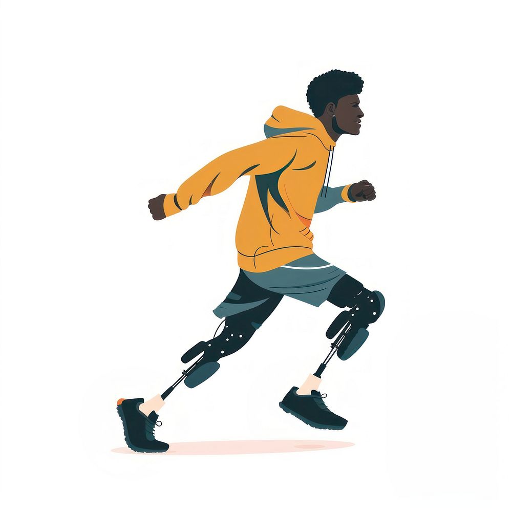 Man with prosthetic leg clothing footwear walking.