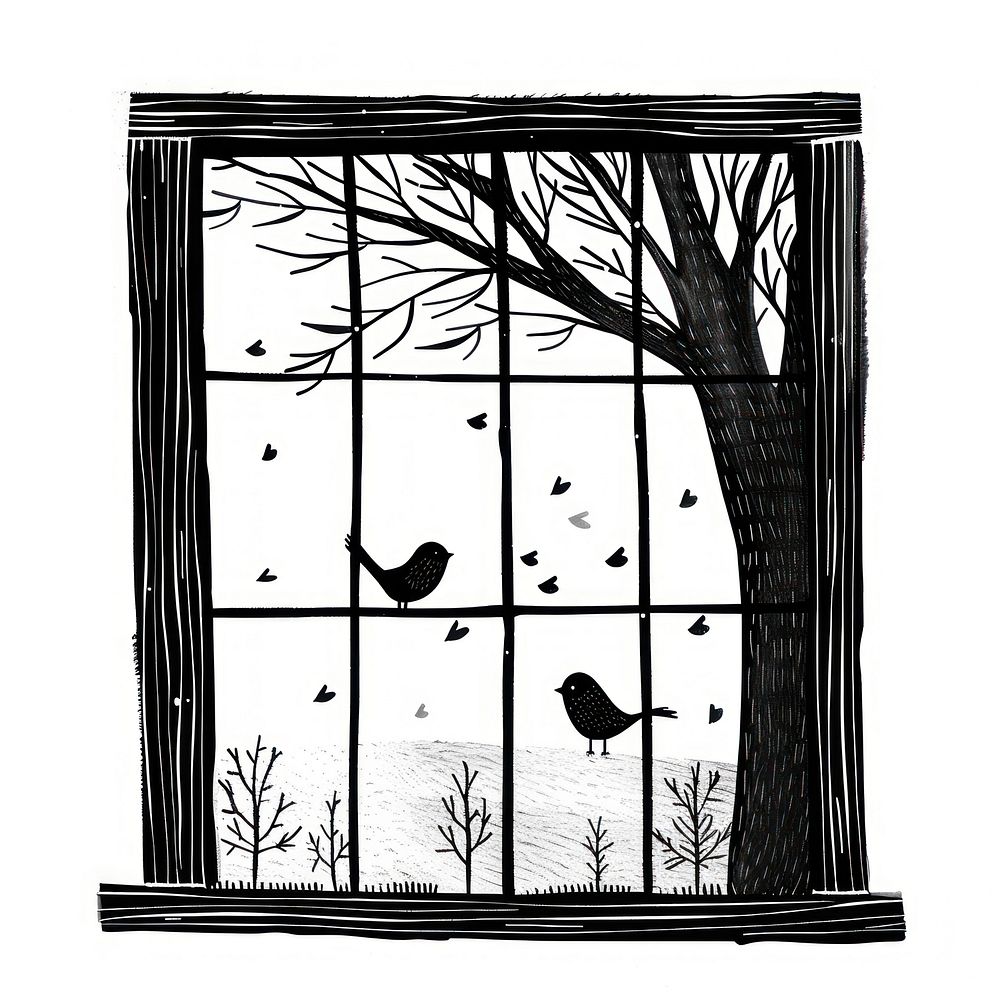 Window art animal bird.