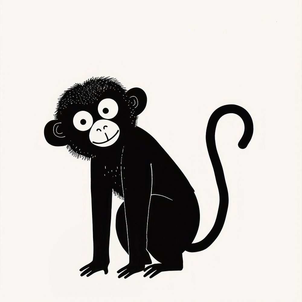 Monkey wildlife stencil animal.