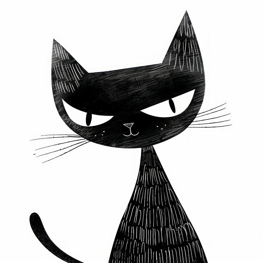 Cat art illustrated drawing.