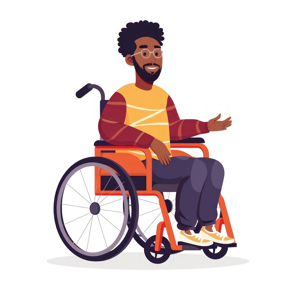 Black man in wheelchair furniture sitting machine.