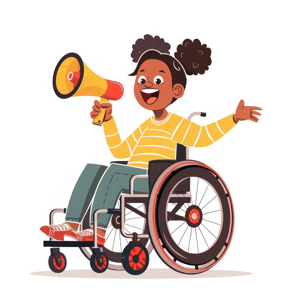Black woman in wheelchair furniture person device.