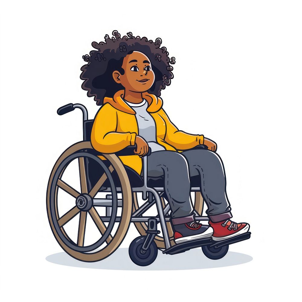 Black woman in wheelchair furniture machine person.