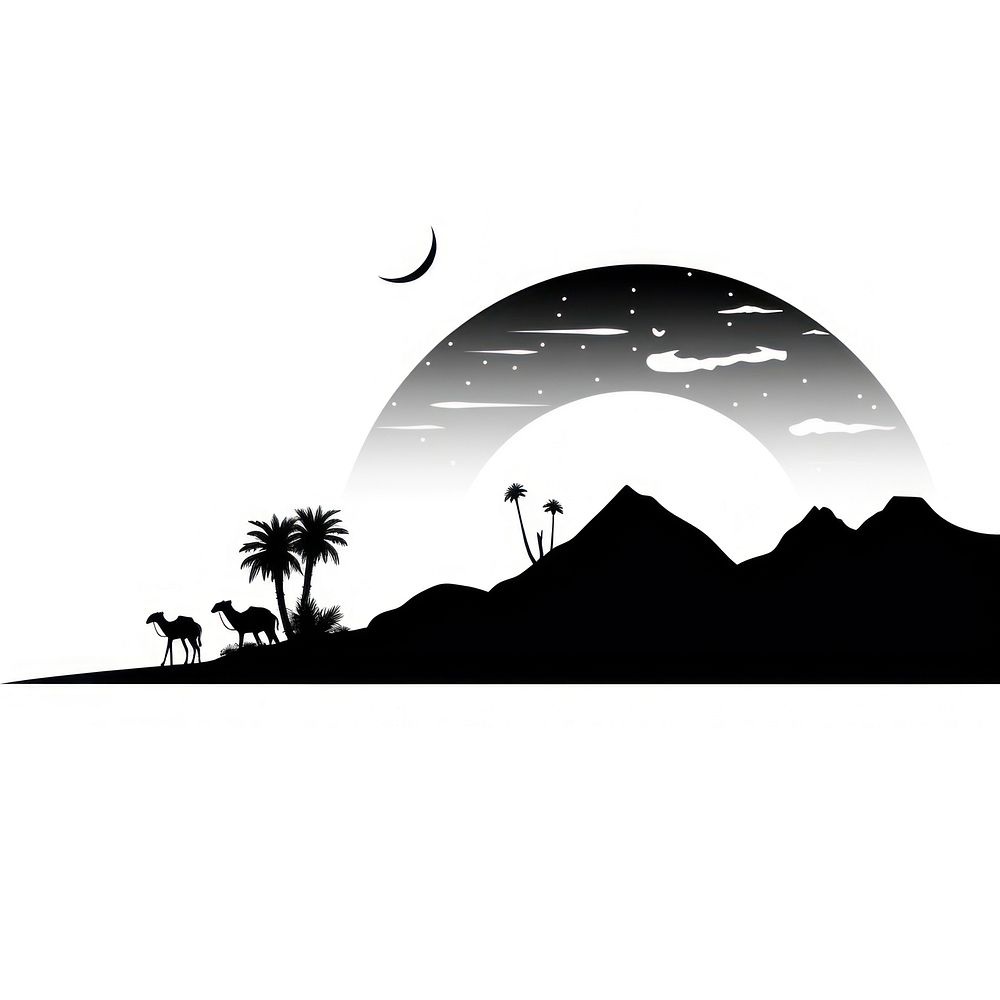 Desert silhouette clip art architecture astronomy arecaceae.
