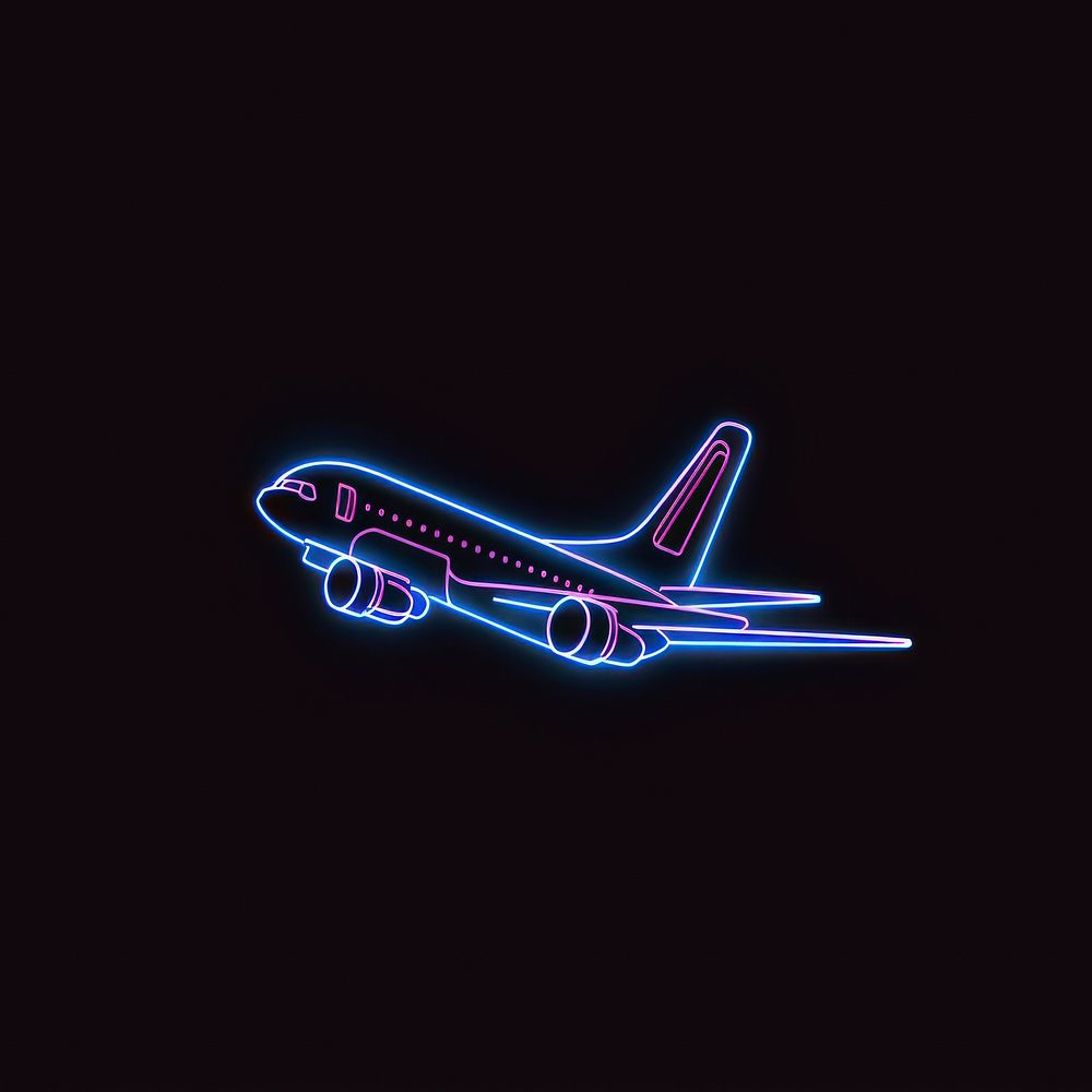 Line neon of airplane icon transportation aircraft airliner.