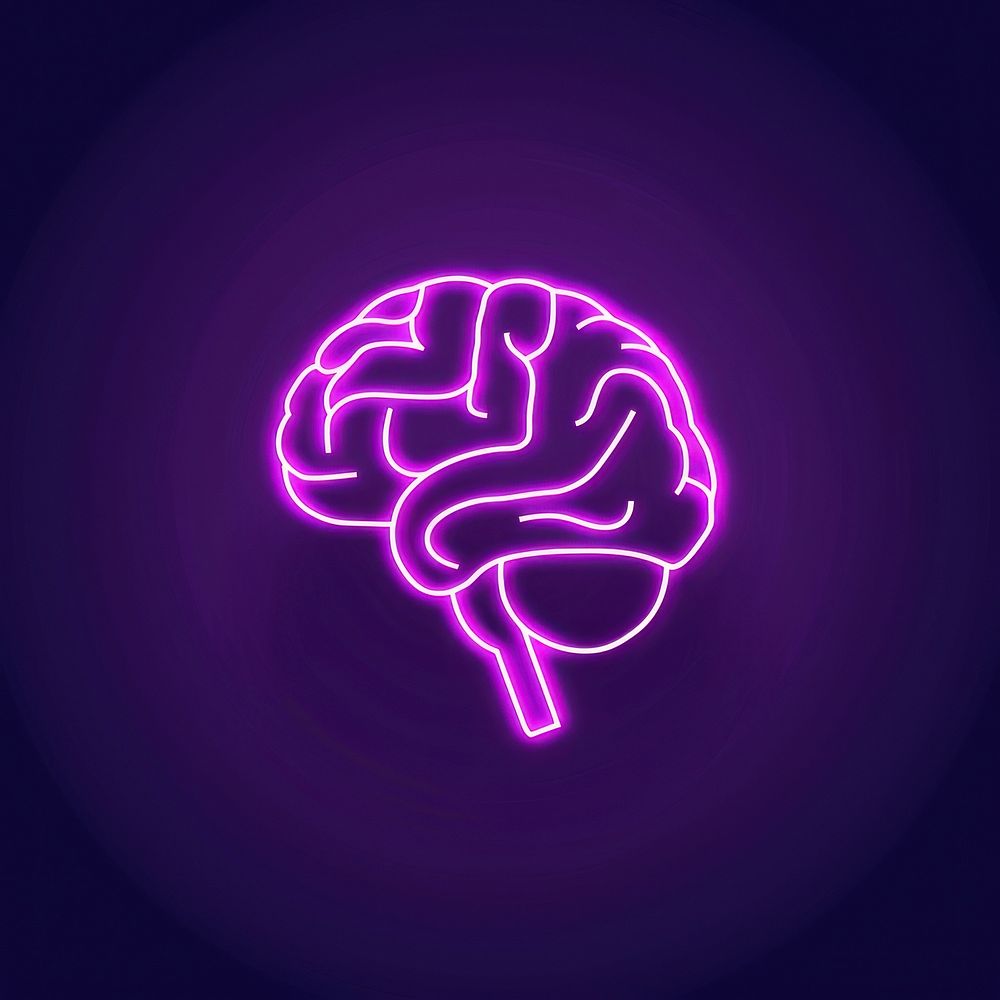 Line neon of brain icon purple astronomy outdoors.