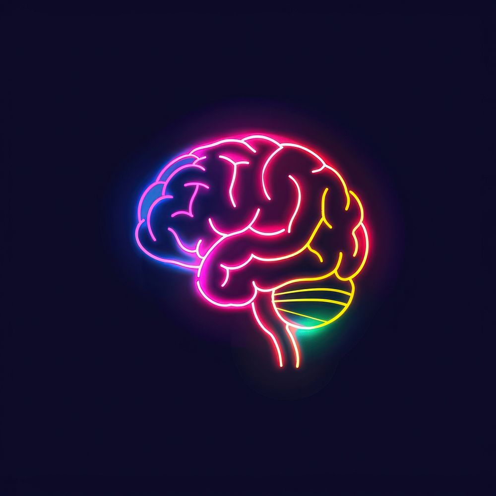 Line neon of brain icon astronomy outdoors lighting.