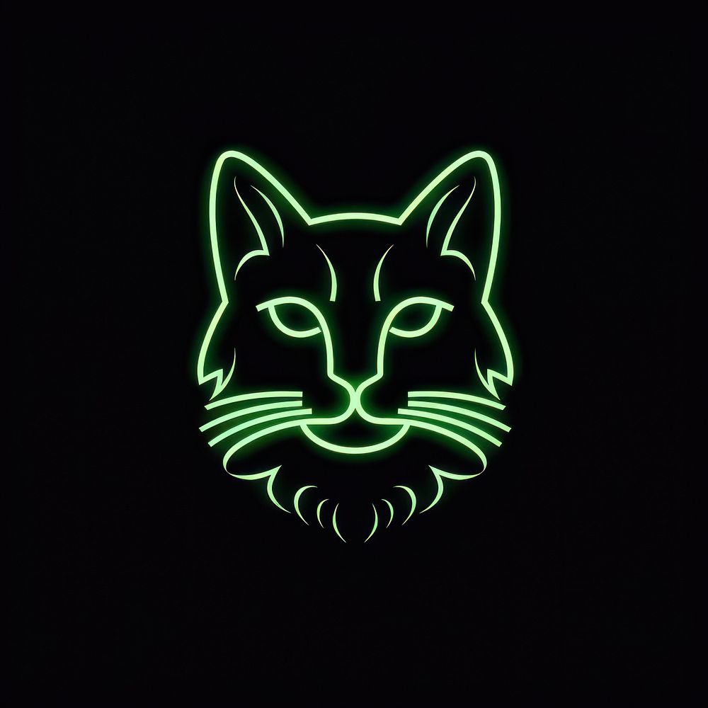 Line neon of cat icon light logo.