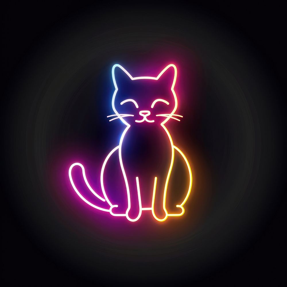 Line neon of cat icon astronomy lighting outdoors.