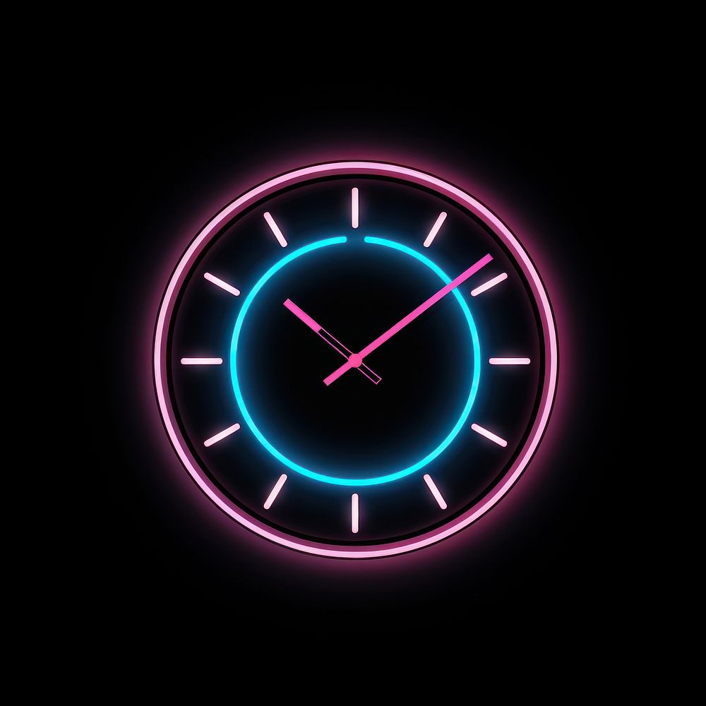 Line neon clock icon light Free Photo Illustration rawpixel