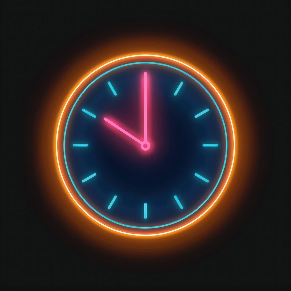 Line neon clock icon light Free Photo Illustration rawpixel