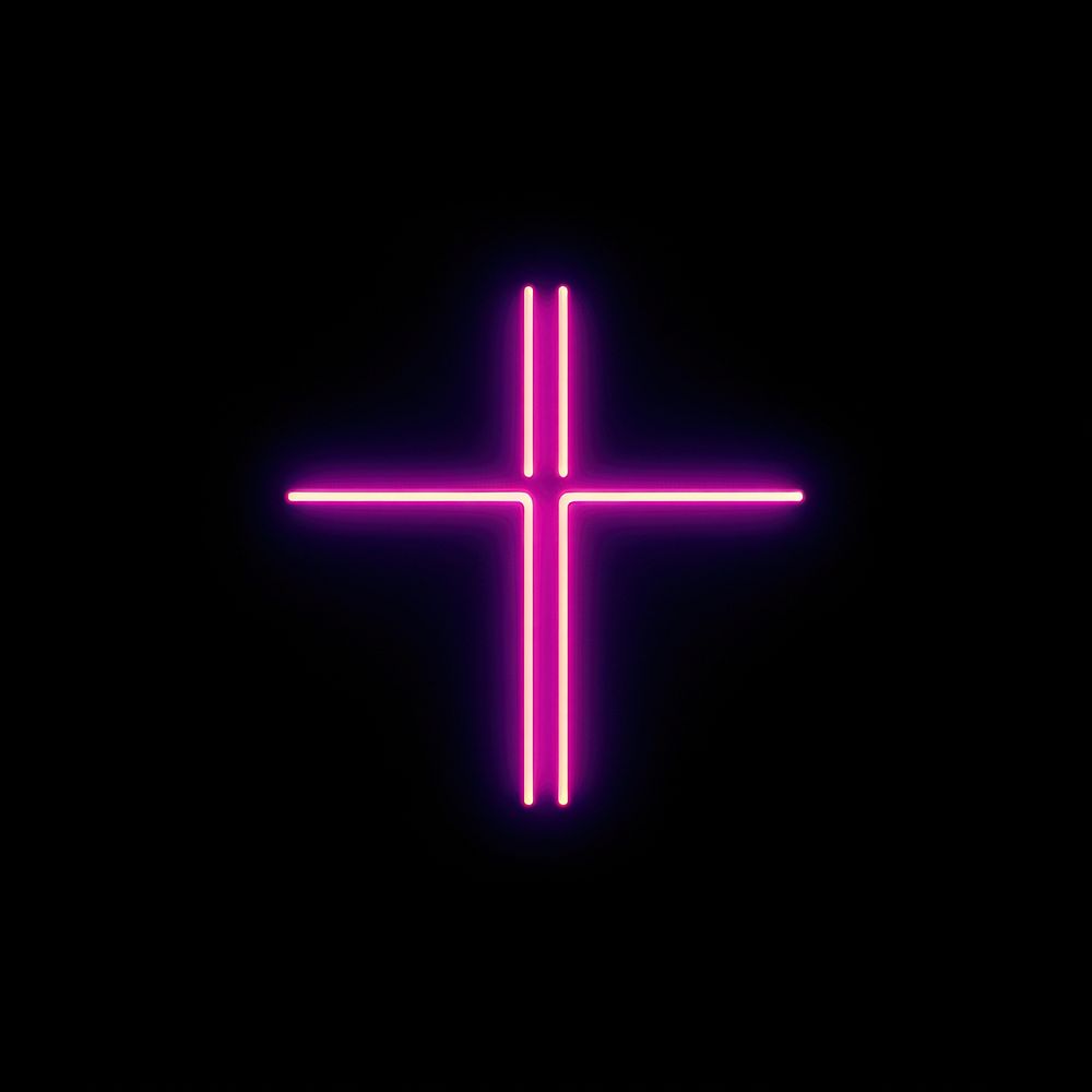 Line neon of cross icon symbol light.
