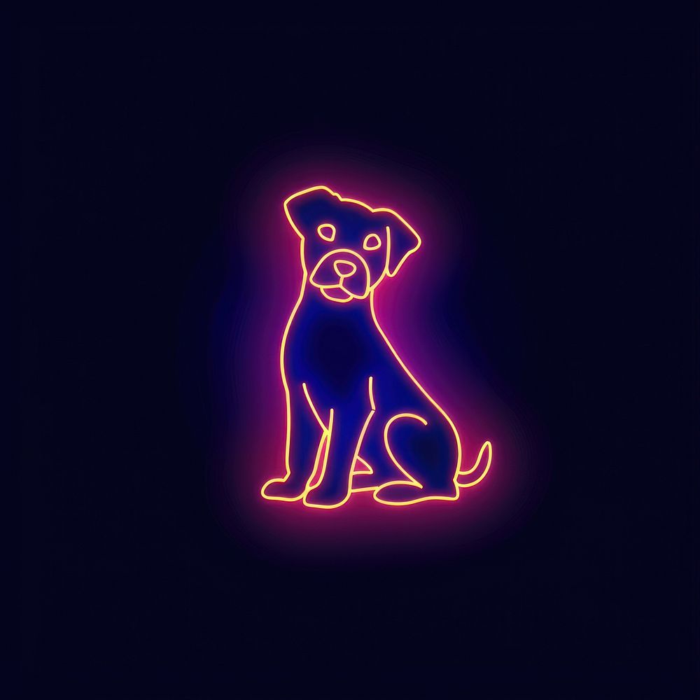 Line neon of dog icon silhouette astronomy lighting.