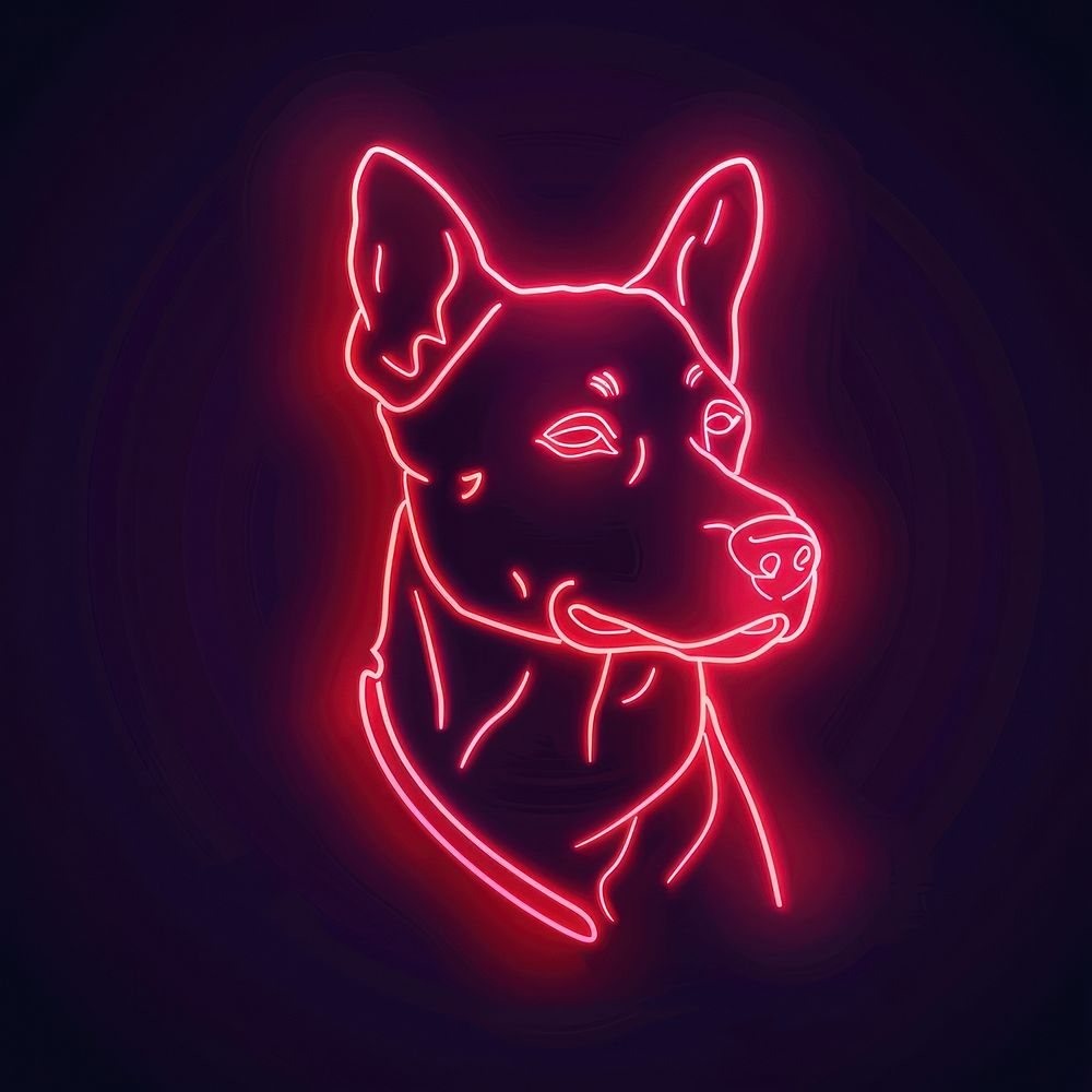 Line neon of dog icon light.