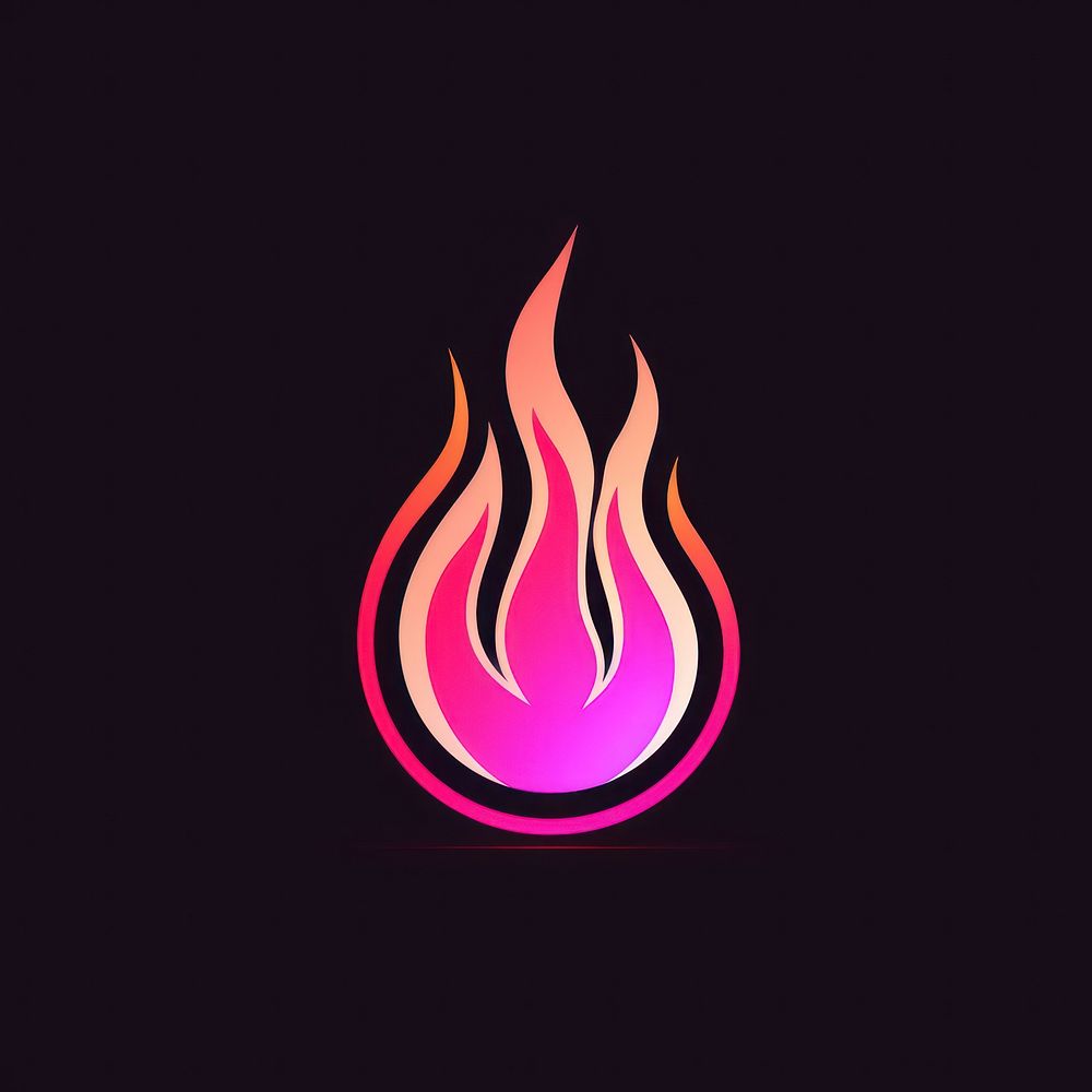Line neon of fire icon flame light logo.