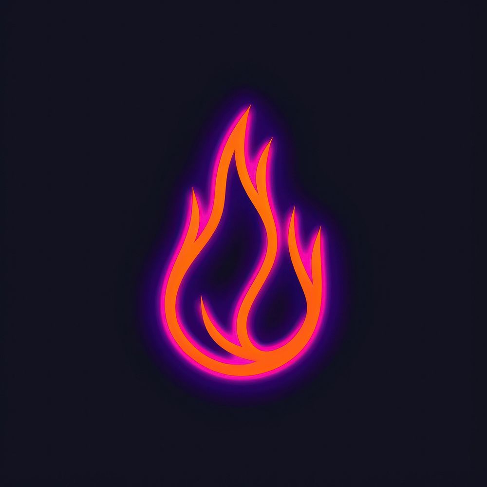Line neon of fire icon outdoors bonfire purple.