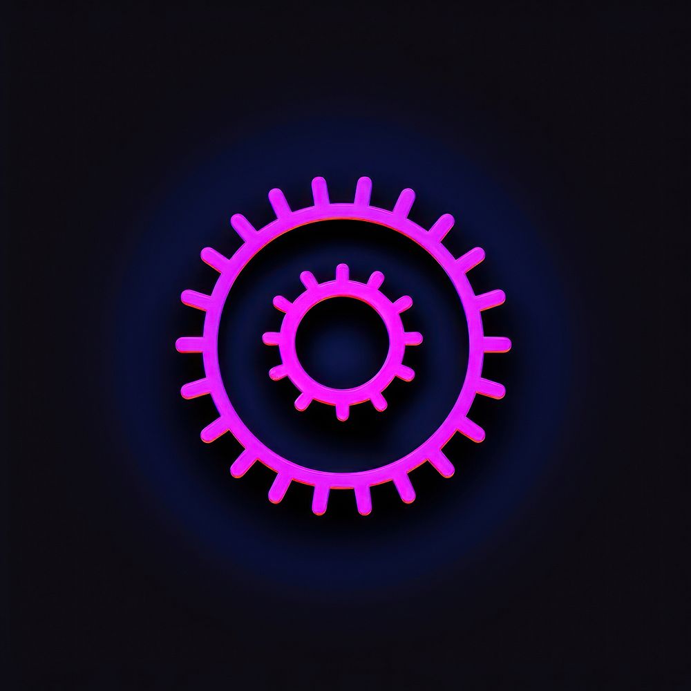 Line neon of gear icon astronomy outdoors machine.