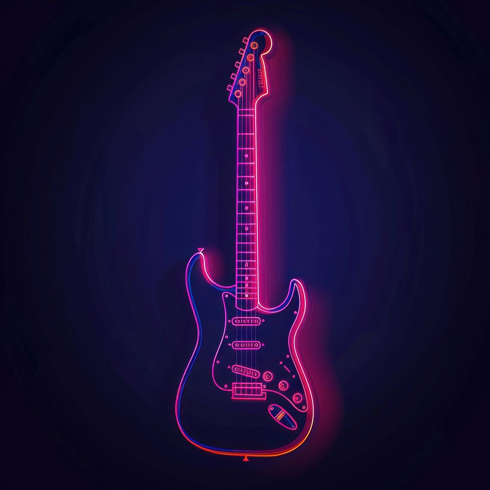 Line neon of guitar icon musical instrument electric guitar.