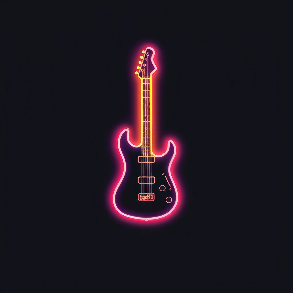 Line neon of guitar icon light musical instrument bass guitar.