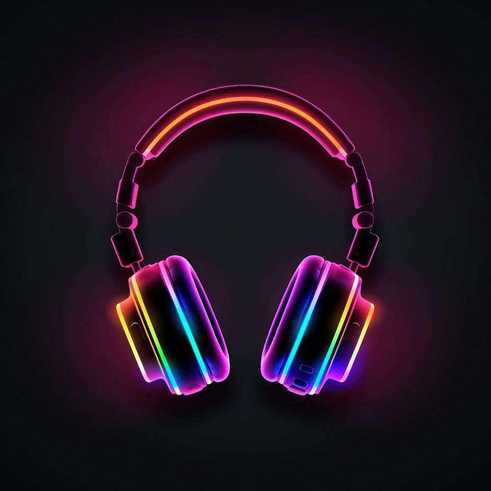 Line neon of headphones icon electronics headset light.