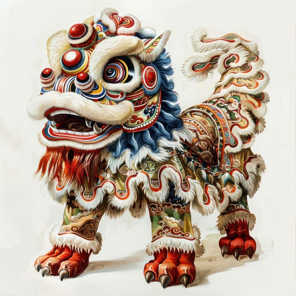 Chinese lion dancing art.