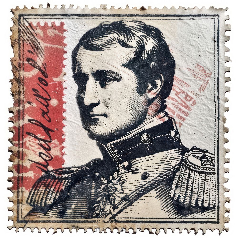 Vintage postage stamp with napoleon person adult human.