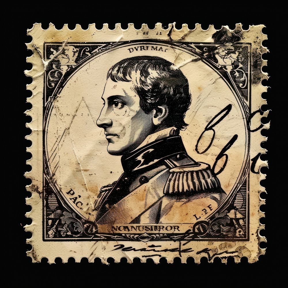 Vintage postage stamp with napoleon person adult human.