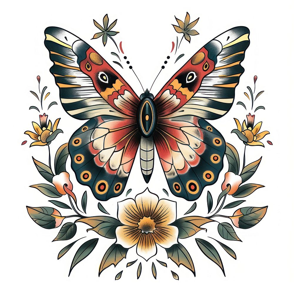 A butterfly invertebrate embroidery graphics.
