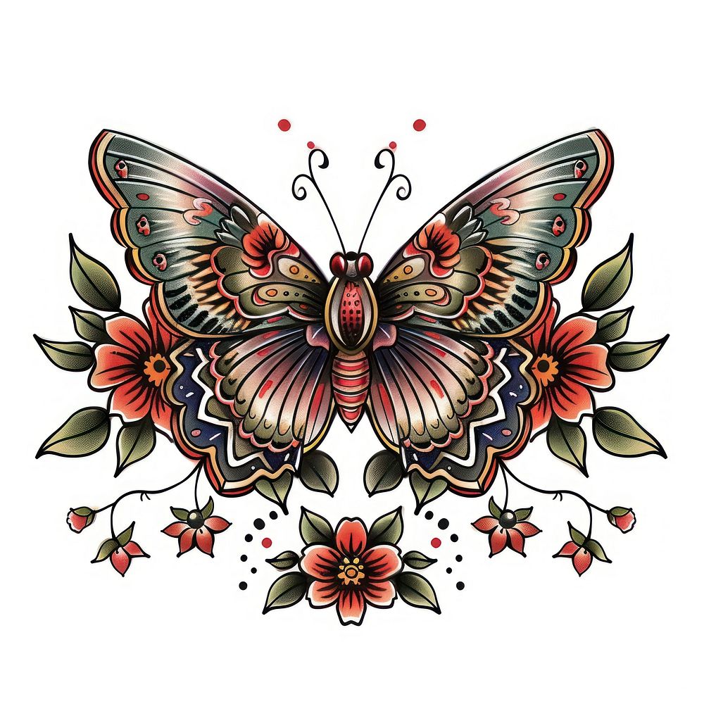 A butterfly embroidery graphics pattern.