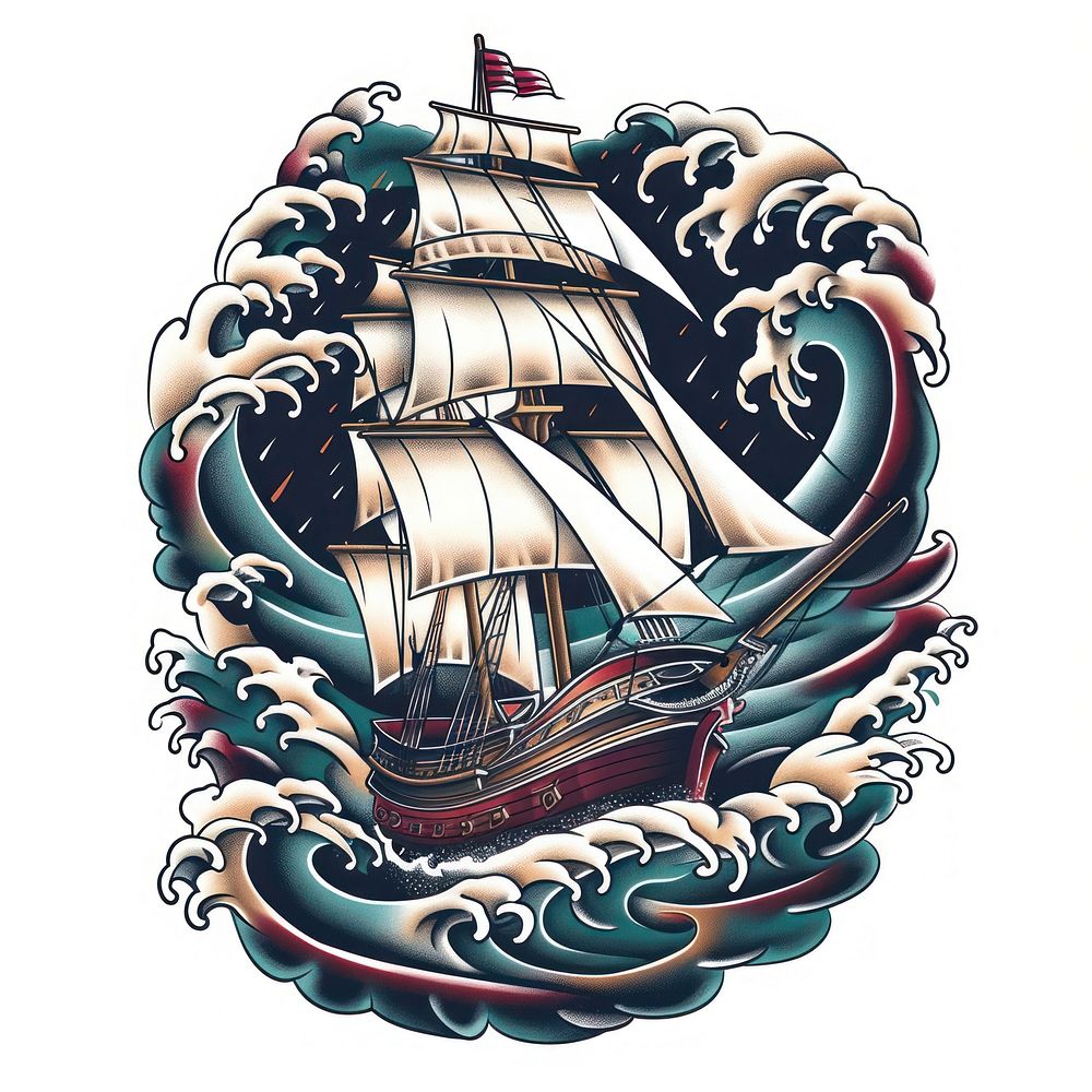 A sailing ship dessert emblem symbol.