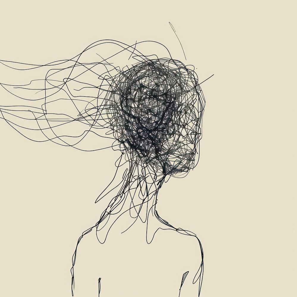 Mental breakdown drawing illustrated chandelier. | Free Photo