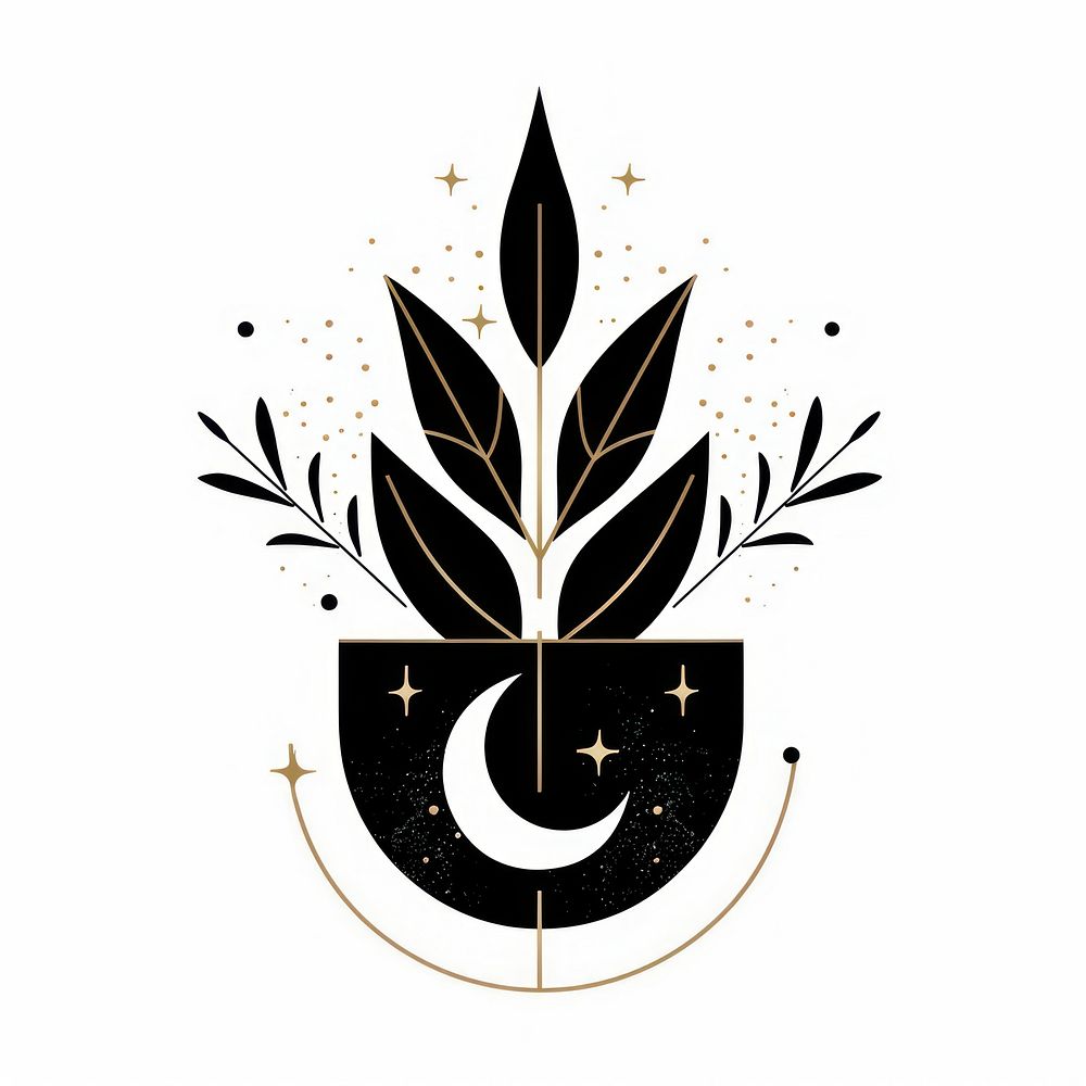 Houseplant stencil emblem symbol.
